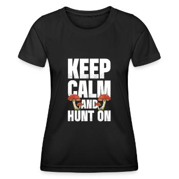 Chasse aux champignons - T-shirt sport Femme - noir - Devant - AI Model Female 172 light (172cm)