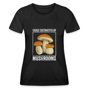 Chasse aux champignons - T-shirt sport Femme - noir - Devant - AI Model Female 172 light (172cm)