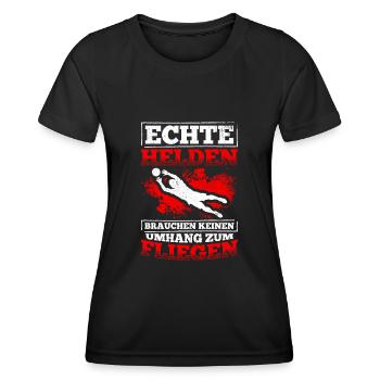 Echte Helden brauchen keinen Umhang zum Fliegen - - Frauen Funktions-T-Shirt - Schwarz - Vorne - AI Model Female 172 light (172cm)
