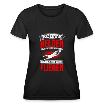 Echte Helden brauchen keinen Umhang zum Fliegen - - Frauen Funktions-T-Shirt - Schwarz - Vorne - AI Model Female 172 light (172cm)