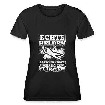 Echte Helden brauchen keinen Umhang zum Fliegen - - Frauen Funktions-T-Shirt - Schwarz - Vorne - AI Model Female 172 light (172cm)