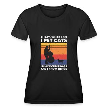 Kontrabassisten und Katzenliebhaber - Frauen Funktions-T-Shirt - Schwarz - Vorne - AI Model Female 172 light (172cm)