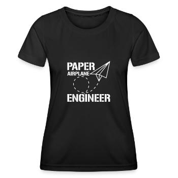 Ingénieur d’avion en papier - T-shirt sport Femme - noir - Devant - AI Model Female 172 light (172cm)
