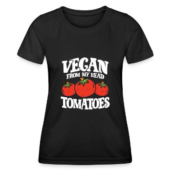 Vegane Kopf Tomaten - Frauen Funktions-T-Shirt - Schwarz - Vorne - AI Model Female 172 light (172cm)