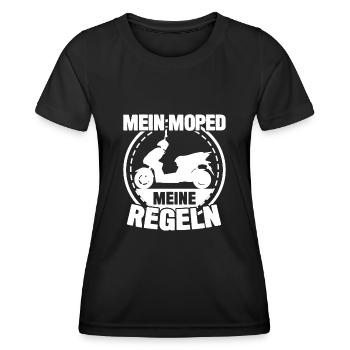 Moped Mofa Motoroller Mopedfahrer Mopet - Frauen Funktions-T-Shirt - Schwarz - Vorne - AI Model Female 172 light (172cm)
