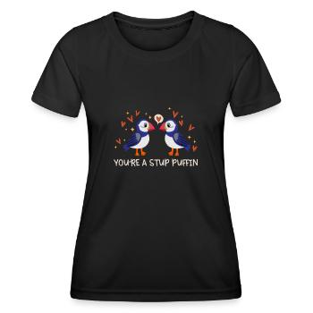 Stud Puffin Hearts Puffins Love Seabird - Women's Functional T-Shirt - black - Front - AI Model Female 172 light (172cm)