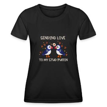 Sending Love To My Stud Puffin Love Relationship - Women's Functional T-Shirt - black - Front - AI Model Female 172 light (172cm)