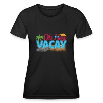 Hey Vacation 2022 Tropical Hello Summer - Frauen Funktions-T-Shirt - Schwarz - Vorne - AI Model Female 172 light (172cm)