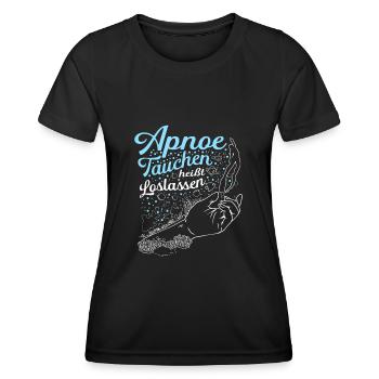 Apnoe Tauchen heißt loslassen Taucher Geschenk - Frauen Funktions-T-Shirt - Schwarz - Vorne - AI Model Female 172 light (172cm)