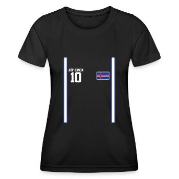Sauftrikot Island Auf Exson - Frauen Funktions-T-Shirt - Schwarz - Vorne - AI Model Female 172 light (172cm)