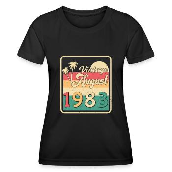 Vœux d’anniversaire pour août 1983 - T-shirt sport Femme - noir - Devant - AI Model Female 172 light (172cm)
