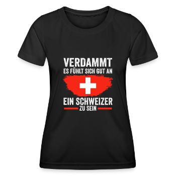 Schweiz Schweizer - Frauen Funktions-T-Shirt - Schwarz - Vorne - AI Model Female 172 light (172cm)