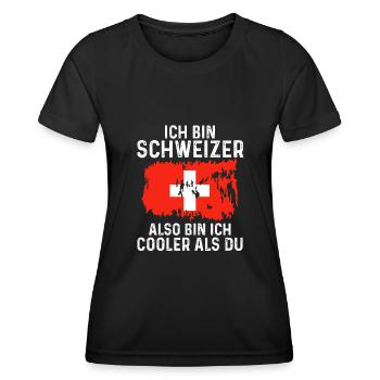 Schweiz Schweizer - Frauen Funktions-T-Shirt - Schwarz - Vorne - AI Model Female 172 light (172cm)