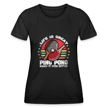 La vie est grande Le ping-pong le rend meilleur ping-pong - T-shirt sport Femme - noir - Devant - AI Model Female 172 light (172cm)