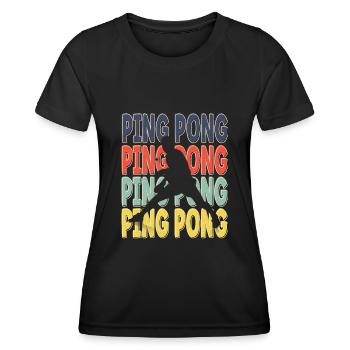 Cool Retro Text Silhouette Ping pong - T-shirt sport Femme - noir - Devant - AI Model Female 172 light (172cm)