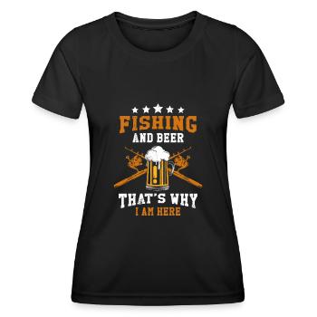 Pêche et bière, c’est pourquoi je suis un enchérisseur ici - T-shirt sport Femme - noir - Devant - AI Model Female 172 light (172cm)