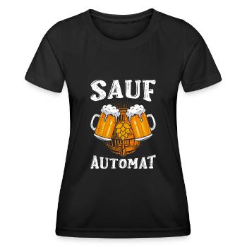 Sauf Automat Biertrinker Bier - Frauen Funktions-T-Shirt - Schwarz - Vorne - AI Model Female 172 light (172cm)