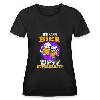 Bier verschwinden lassen Superpower - Frauen Funktions-T-Shirt - Schwarz - Vorne - AI Model Female 172 light (172cm)
