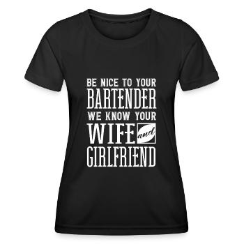 Bartender, Bartender Funny Quote - Women's Functional T-Shirt - black - Front - AI Model Female 172 light (172cm)