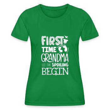 Grandma for the first time - Women's Functional T-Shirt - kelly green - Front - AI Model Female 172 dark (172cm)
