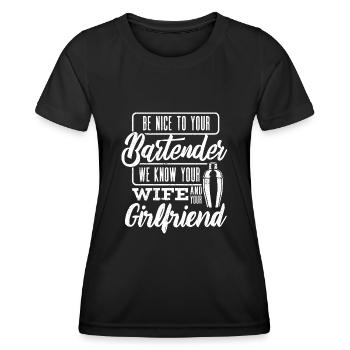 Bartender, Bartender Funny Quote - Women's Functional T-Shirt - black - Front - AI Model Female 172 light (172cm)