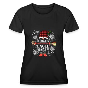 Glühwein bis die Engel Singen Weihnachtsmarkt - Frauen Funktions-T-Shirt - Schwarz - Vorne - AI Model Female 172 light (172cm)