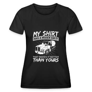 On my shirt is a mixer mixer driver - Women's Functional T-Shirt - black - Front - AI Model Female 172 light (172cm)