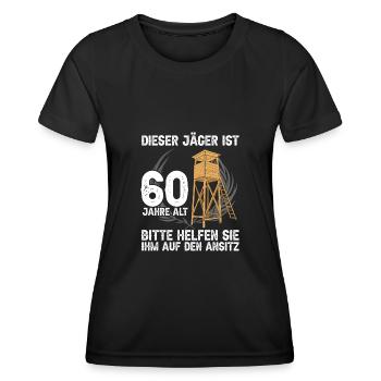 Jäger ist 60 Jahre alt 60. Geburtstag - Frauen Funktions-T-Shirt - Schwarz - Vorne - AI Model Female 172 light (172cm)