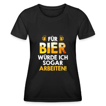 Pour la bière, je travaillerais même buveur de bière - T-shirt sport Femme - noir - Devant - AI Model Female 172 light (172cm)