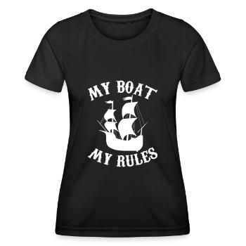 My Boat My Rules - Captain Sea Sailor - Women's Functional T-Shirt - black - Front - AI Model Female 172 light (172cm)