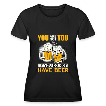 Du bist nicht du wenn du kein Bier hast Männer - Frauen Funktions-T-Shirt - Schwarz - Vorne - AI Model Female 172 light (172cm)