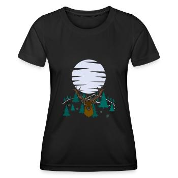 Bois de lune de cerf avec bois de cerf - T-shirt sport Femme - noir - Devant - AI Model Female 172 light (172cm)
