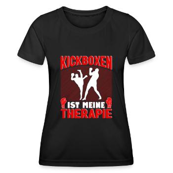 Kickboxer Kickboxen ist meine Therapie - Frauen Funktions-T-Shirt - Schwarz - Vorne - AI Model Female 172 light (172cm)
