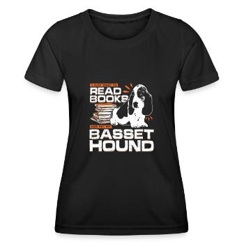 Basset Hound Hund Hundehalter Leser Geschenk - Frauen Funktions-T-Shirt - Schwarz - Vorne - AI Model Female 172 light (172cm)