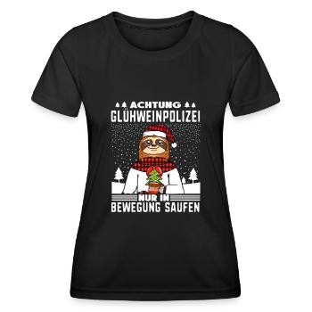 Glühweinpolizei in Bewegung saufen Weihnachtsmarkt - Frauen Funktions-T-Shirt - Schwarz - Vorne - AI Model Female 172 light (172cm)