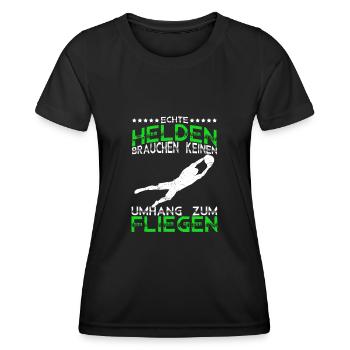 Echte Helden brauchen keinen Umhang zum Fliegen - - Frauen Funktions-T-Shirt - Schwarz - Vorne - AI Model Female 172 light (172cm)