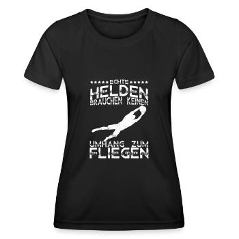 Echte Helden brauchen keinen Umhang zum Fliegen - - Frauen Funktions-T-Shirt - Schwarz - Vorne - AI Model Female 172 light (172cm)