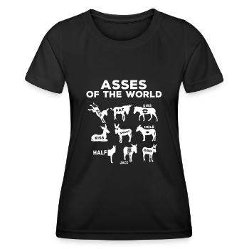 Donkeys of the world, donkeys - Women's Functional T-Shirt - black - Front - AI Model Female 172 light (172cm)