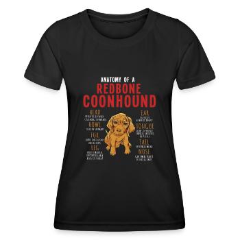 Anatomie Eines Redbone Coonhounds - Frauen Funktions-T-Shirt - Schwarz - Vorne - AI Model Female 172 light (172cm)