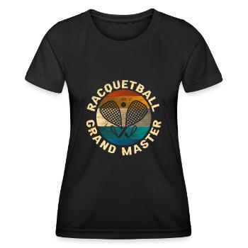 Raquettes retro crossing racquetball Grand Maître - T-shirt sport Femme - noir - Devant - AI Model Female 172 light (172cm)