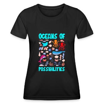 Ozean Der Möglichkeiten, Leser, Lesen - Frauen Funktions-T-Shirt - Schwarz - Vorne - AI Model Female 172 light (172cm)