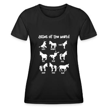 Donkeys of the world, donkeys - Women's Functional T-Shirt - black - Front - AI Model Female 172 light (172cm)