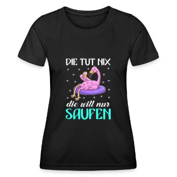 Die tut nix die will nur saufen Party Festival - Frauen Funktions-T-Shirt - Schwarz - Vorne - AI Model Female 172 light (172cm)