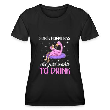 She doesn't do anything she just wants to drink Party Festival - Women's Functional T-Shirt - black - Front - AI Model Female 172 light (172cm)