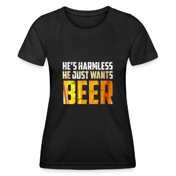 Der will nur Bier saufen Biertrinker - Frauen Funktions-T-Shirt - Schwarz - Vorne - AI Model Female 172 light (172cm)