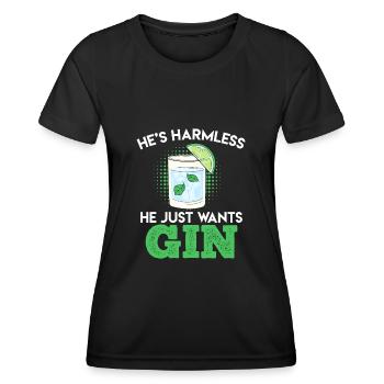 He just wants to drink gin Gin - Women's Functional T-Shirt - black - Front - AI Model Female 172 light (172cm)