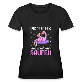 Die tut nix die will nur saufen Party Festival - Frauen Funktions-T-Shirt - Schwarz - Vorne - AI Model Female 172 light (172cm)