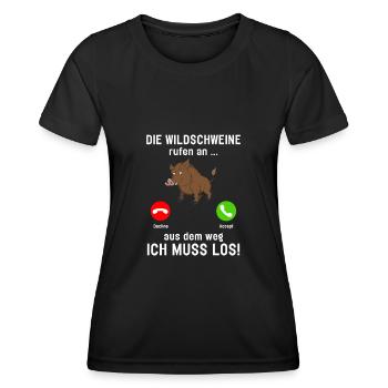 Die Wildschweine Rufen Aus Dem Weg Ich Muss Los - Frauen Funktions-T-Shirt - Schwarz - Vorne - AI Model Female 172 light (172cm)