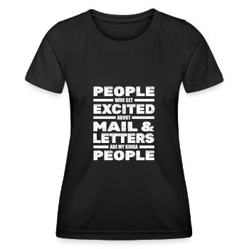 Postbote Brief Kurier Briefträger - Frauen Funktions-T-Shirt - Schwarz - Vorne - AI Model Female 172 light (172cm)