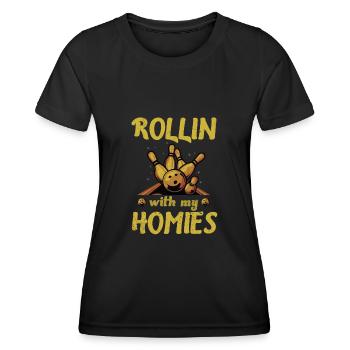 Rollin avec mon cadeau homies Retro Bowling - T-shirt sport Femme - noir - Devant - AI Model Female 172 light (172cm)